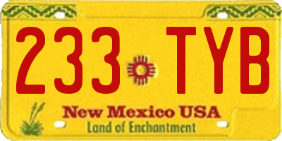 NM license plate 233TYB