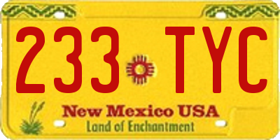 NM license plate 233TYC