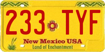 NM license plate 233TYF