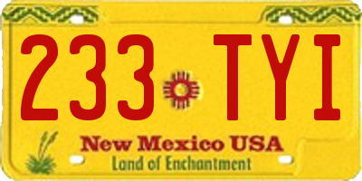 NM license plate 233TYI