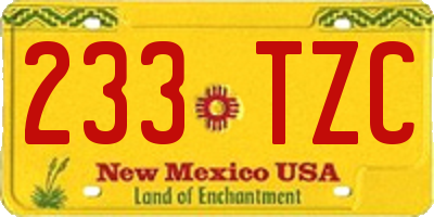 NM license plate 233TZC