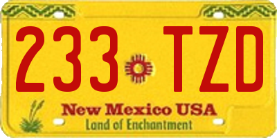 NM license plate 233TZD
