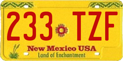 NM license plate 233TZF