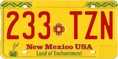 NM license plate 233TZN
