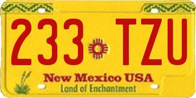 NM license plate 233TZU