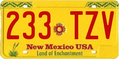 NM license plate 233TZV