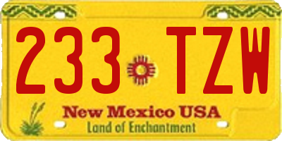 NM license plate 233TZW