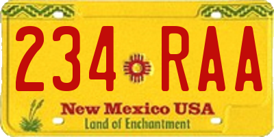 NM license plate 234RAA