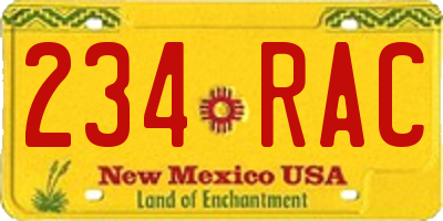 NM license plate 234RAC