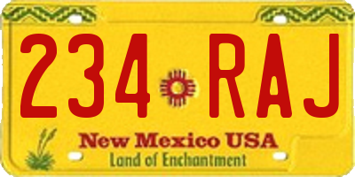 NM license plate 234RAJ