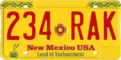 NM license plate 234RAK
