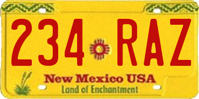 NM license plate 234RAZ