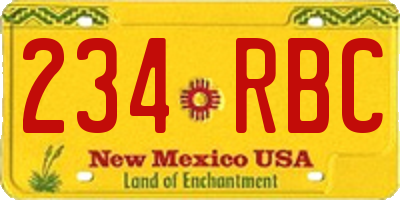 NM license plate 234RBC
