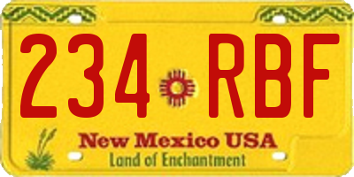 NM license plate 234RBF