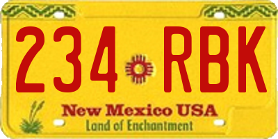 NM license plate 234RBK