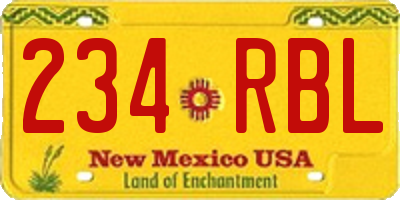 NM license plate 234RBL