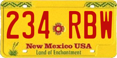NM license plate 234RBW