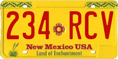 NM license plate 234RCV
