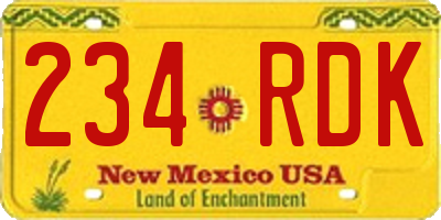 NM license plate 234RDK