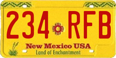 NM license plate 234RFB