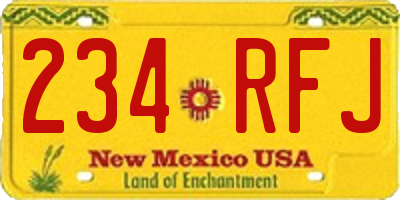 NM license plate 234RFJ
