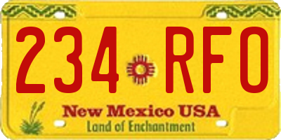 NM license plate 234RFO