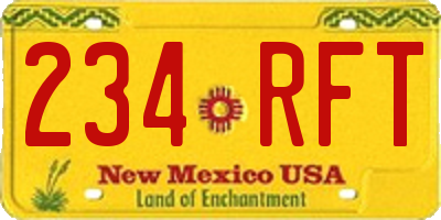 NM license plate 234RFT