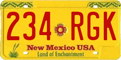 NM license plate 234RGK