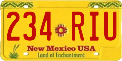 NM license plate 234RIU