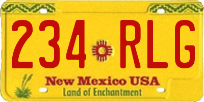 NM license plate 234RLG