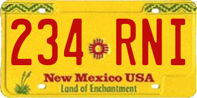 NM license plate 234RNI