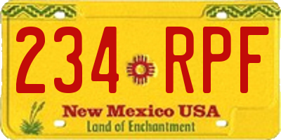 NM license plate 234RPF