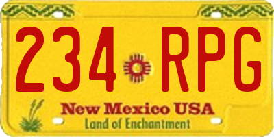 NM license plate 234RPG