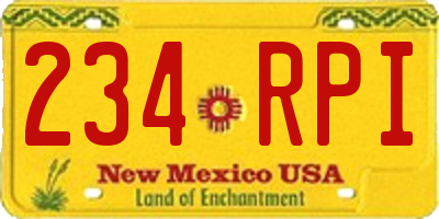 NM license plate 234RPI