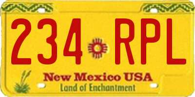 NM license plate 234RPL