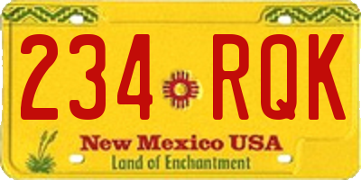 NM license plate 234RQK