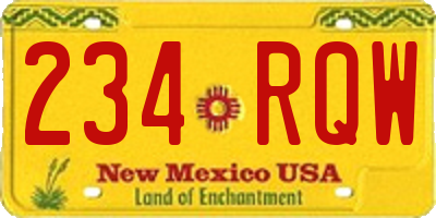 NM license plate 234RQW