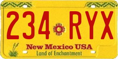 NM license plate 234RYX