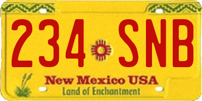 NM license plate 234SNB