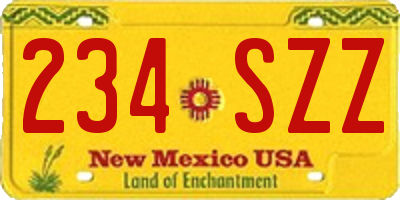 NM license plate 234SZZ