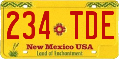 NM license plate 234TDE