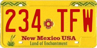 NM license plate 234TFW