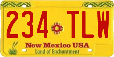 NM license plate 234TLW