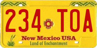 NM license plate 234TOA