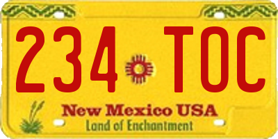 NM license plate 234TOC