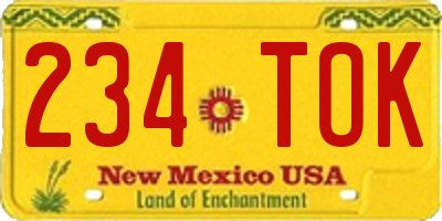 NM license plate 234TOK