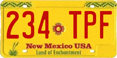 NM license plate 234TPF