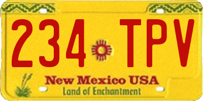 NM license plate 234TPV