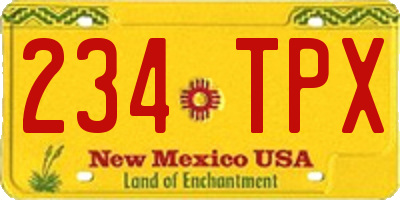 NM license plate 234TPX