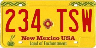 NM license plate 234TSW